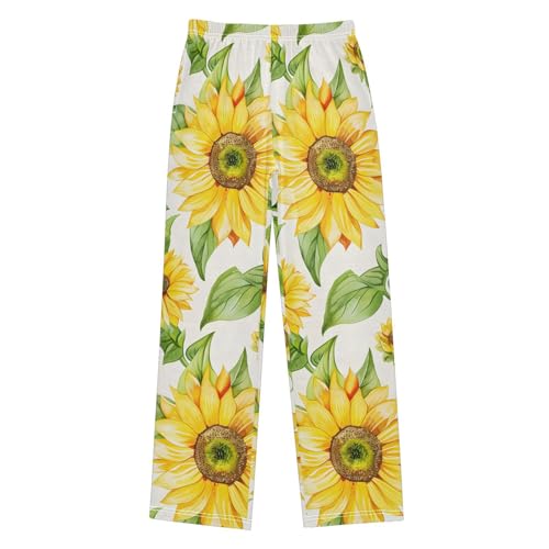 Yellow Sunflower Flower Pajama Pants Long Sleep Pant Soft PJ Bottoms Sleepwear