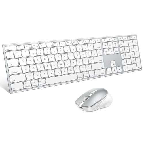 Full-Size Metal Wireless Keyboard and Mouse for Mac with...