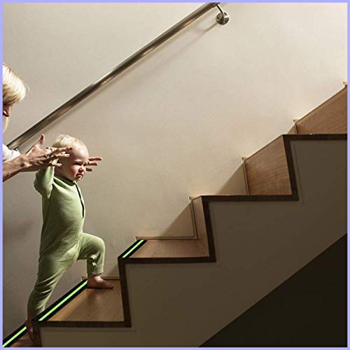 Hyber&Cara Anti Slip Grip Tape Glowing in Dark, Non Slip Adhesive Stair Treads, High Traction Safety Tape for Stairs Steps Decking Indoor & Outdoor, 50mm x 5m