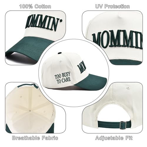 Image of Women's Mommin Trucker Hat - Vintage Two-Tone Ponytail Baseball Cap, Embroidered Adjustable Hat, Great Gift for Mom & Women