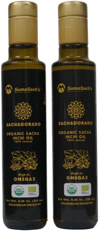SachaDorado Organic Sacha Inchi Oil - 8.45 oz - 100% natural - Cold-Pressed