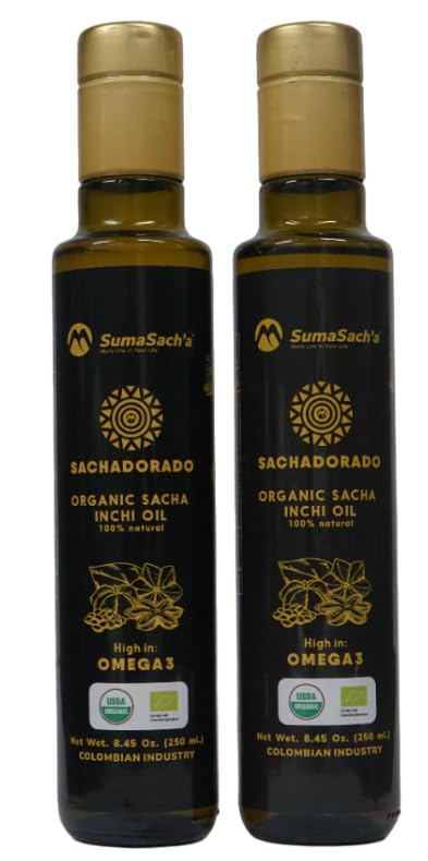 SachaDorado Aceite orgánico de sacha Inchi - 8.45 oz - 100% natural - Prensado en frío