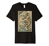 Vintage Japanese Giant White Tiger Fighting Dragon Ukiyo-e Premium T-Shirt