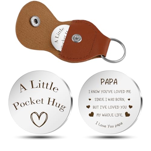 Cufieovh Father's Day Token Gift for Papa - Pocket Hug From Grandkids - Birthday and Christmas Ideas for Grandpa, Great Grandpa, and Grandfather