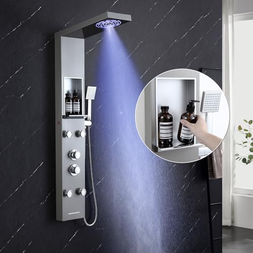 KINKIBOS Duschpaneel mit Armatur und Ablage, 5 Funktionen...