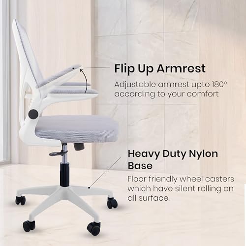 Image of Casa Copenhagen Grey White | Mid Back Imported Mesh Fabric Boss Office Chair | Y Design Ergonomic Back Support | 2D Aero Design Adjustable Armrests | Synchro Tilt Lock Mechanism