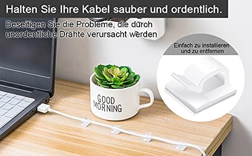 120 Pieces Outdoor Cable Clips with Adhesive Pads, RYCHUI Light Clips Decoration Clips, Self Adhesive Electrical Wire Tidy Holder for Ethernet Cables, Christmas Fairy Light and Other Cables