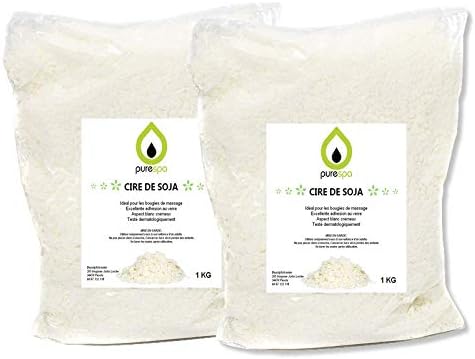 Purespa Cire de soja pour bougies 2KG en Flocons…