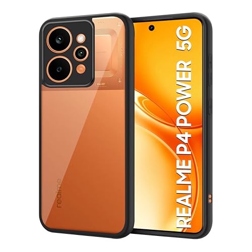 Image of CEDO Backcover for Realme P4 Power (5G) | Camera Protection Bump Shockproof Edge | Ultra Hybrid Transparent Acrylic Clear TPU+PC Hard Backcase Cover (Black)
