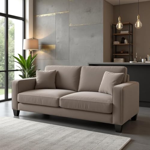 Image of Torque Moscow 2 Seater Fabric Sofa (Light Brown) 2 Person Sofa, Wooden Sofa Set, Couch for Living Room | 1 Years Warranty