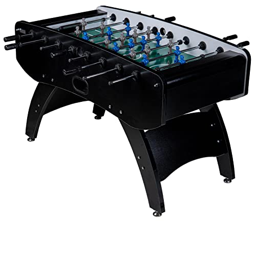 RAMROXX Fußball Tischkicker Profi Schwarz grünes Spielfeld Figuren Blau Grau 80kg – Bild 6