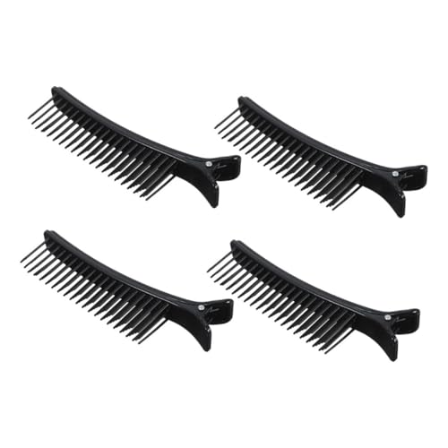 WEKADRIN 4 Piezas Clip De Partición Para Peluquería Peine Fijador De Acabado De Cabello Cepillos Para El Cabello Para Mujeres Peine Seccionador Suministros De Peluquería Black El Plastico