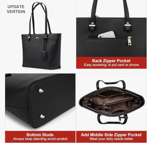 Image of Shoulder bag, Crossbody Bag & Wristlet Wallet(Set of 3-Pure Black) Synthetic Leather Zipper Bag. (Pure Black)