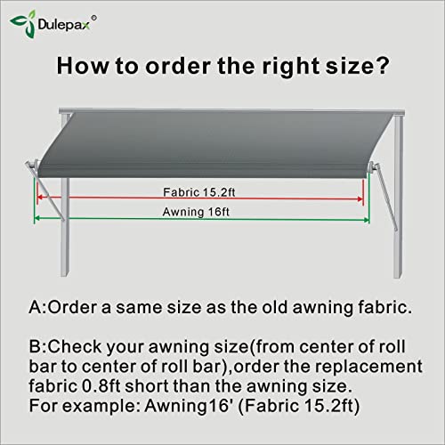 Dulepax Rv Awning Fabric Replacement(16.2Ft Fabric) Heavy Duty 14Oz Vinyl Fabric Awning For Camper, Universal Camper Awning Replacement For All Trailer Awning Brands Grey #TOP5