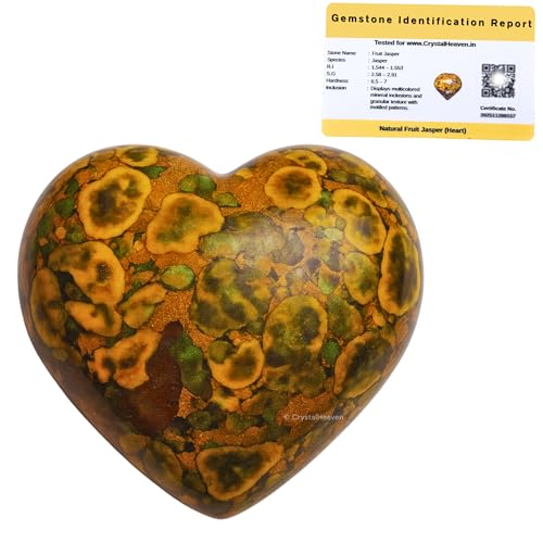 Image of Certified Fruit Jasper Crystal Heart Palm Pebbles Stones for Anxiety Stress Relief Massage - AAA Grade Original Healing Gemstone Agate Heart Palm Stone for Yoga Meditation Spiritual