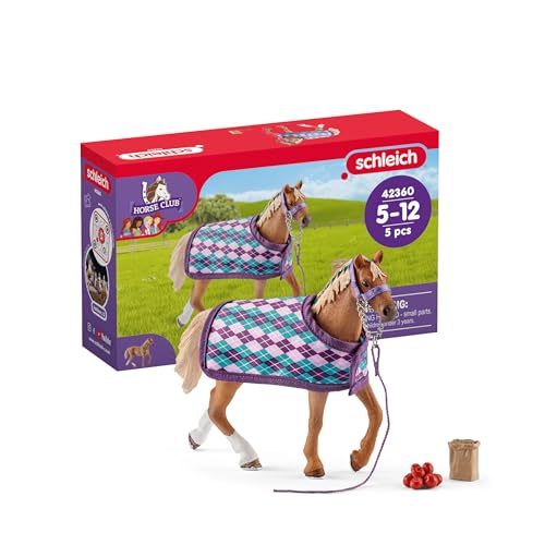 SCHLEICH Horse Club | Englisches Vollblut mit modischer Decke 42360 | Set...