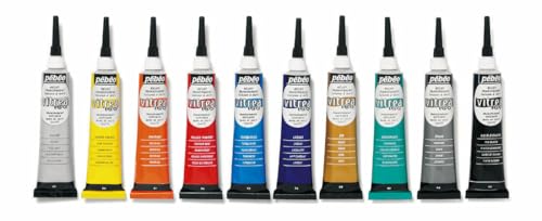Pebeo Vitrea 160, (Set of 10) Assorted Glass Paint Outliners, 20 ml Tubes 0.67 fl oz (Pack of 10)