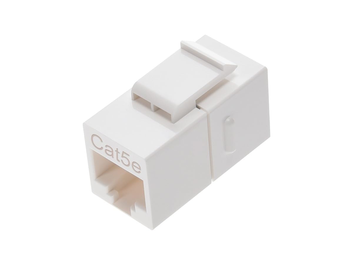 Cat5e RJ45 Alimentación Keystone Jack - Tipo de acoplador en línea, se adapta a dispositivos Keystone estándar, PC individual, blanco 3