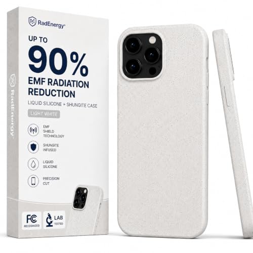 RadEnergy EMF Protection Anti Radiation Liquid Silicone Shungite Case for iPhone 14 Pro, FCC-Recognized & NVLAP-Accredited Up to 90% Radiation Reduction, Lightweight 5G Shield Cover, Beige