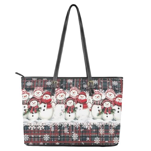 Image of Coldinair Christmas Leather Tote Bag for Women with Zipper Large Shoulder Tote Bag Shopping Casual Travel Bag Handbag Purse