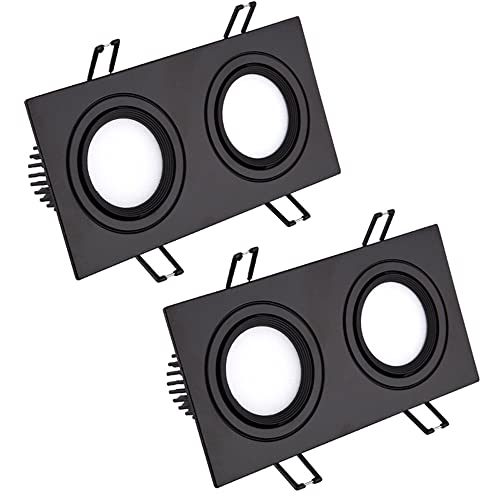 ZJHAHJY Paquete de 2 Luces empotradas con Forma de Globo Ocular y cardán, luz descendente sin Cubierta de Doble Cabezal, 10-60 W, Panel de luz LED de Alta luminosidad, 4000 K