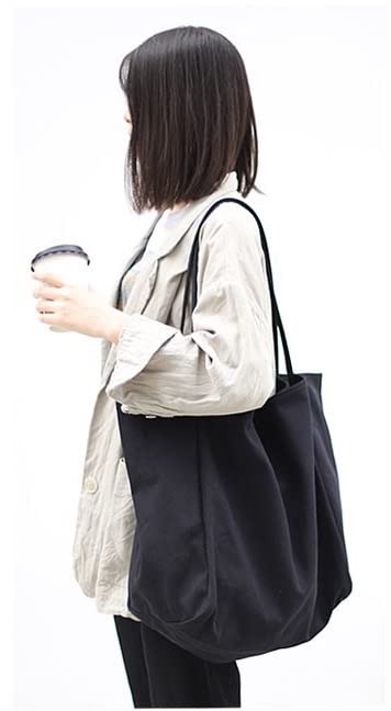 Image of Jeelow Large Striped Or Patterned Canvas Tote Bag for Women Men Shoulder Handbag with Zipper Pocket Travel