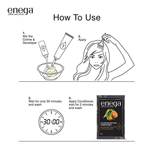 Image of Enega No Ammonia Grey Coverage Long Lasting Creme Hair Color with Argan Oil & Green Tea Extract - Pack of 1(150 ML) (Golden Blonde)
