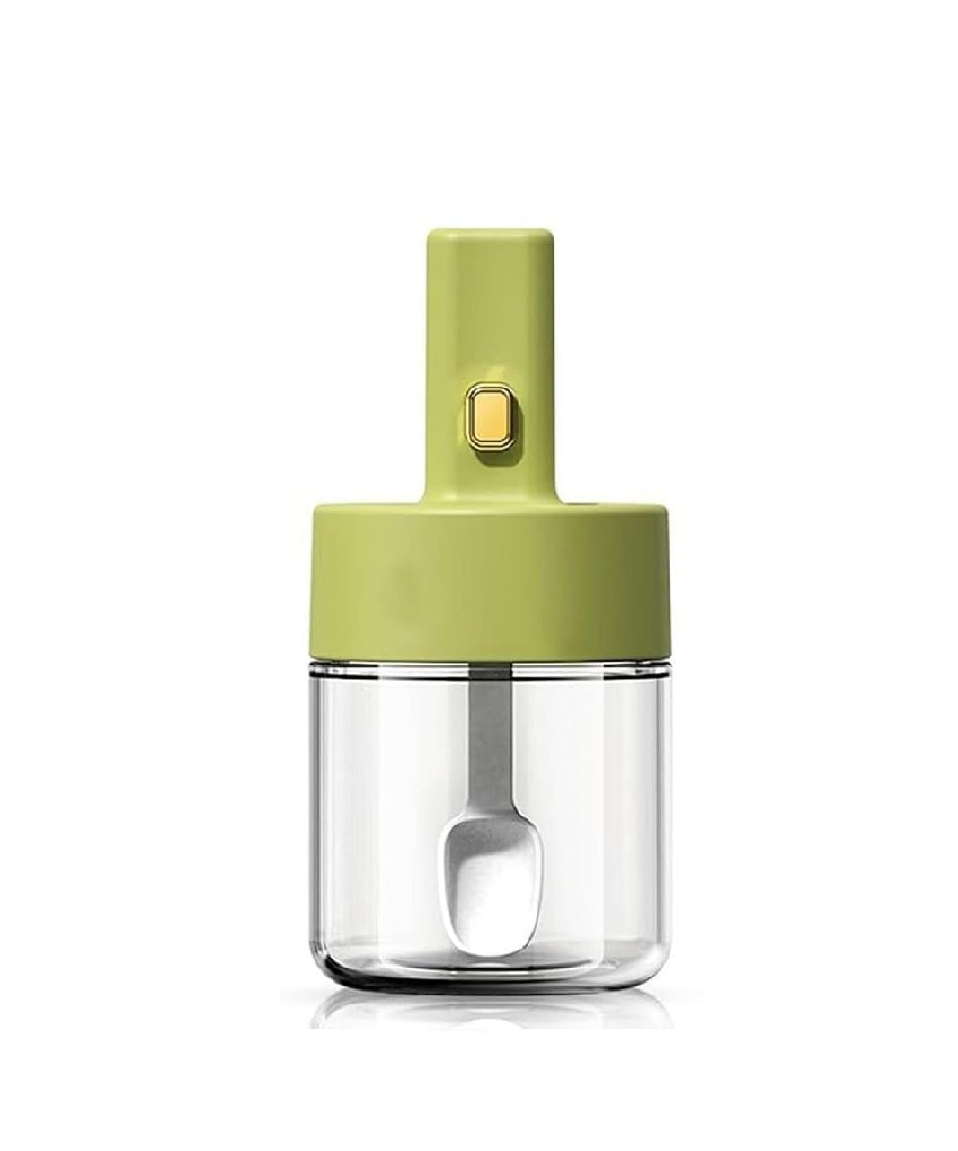 1PC’S SPICE JAR WITH RETRACTABLE SPOON Kitchen Glass Seasoning Box Condiment Pots Spice Jars with Spoons, Salt JarSet for Sugar Pepper for Kitchen Counter Food Storage(MULTICOLOR)(PACK OF 1)