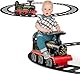FANTASK 6V Kinder Aufsitz Lokomotive mit Bahn &einziehbaren Fußpedalen, Elektro Kinderauto mit Musik, Lichter & Box für Kleinkinder ab 3, Schwarz