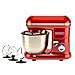Classic Kitchen Chef, Küchenmaschine, Multifunktional Knetmaschine, Mixer, 6 Geschwindigkeit mit 4.5 Liter Edelstahlschüssel Teigmaschin | 1250 Watt (Rot)