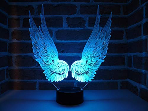 Molly Hieson 3D Angel Wing Night Light Led Touch Switch Decor Table Desk Optical Illusion Lamps 7 Color Changing Lights Led Table Lamp Xmas Home Love Birthday Children Kids Decor Toy Gift #TOP4