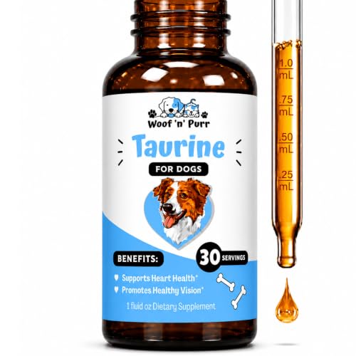Taurine for Dogs - Taurine Supplement for Dogs - Supports Healthy Vision Heart Immune System & Much More - Dog Heart Supplements - Dog Heart Health - 1 fl oz - Bacon Flavor