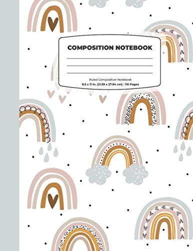 Composition Notebook: Brown Rainbow Notebook College Ruled Composition Book for Teachers Students, Kids and Teens