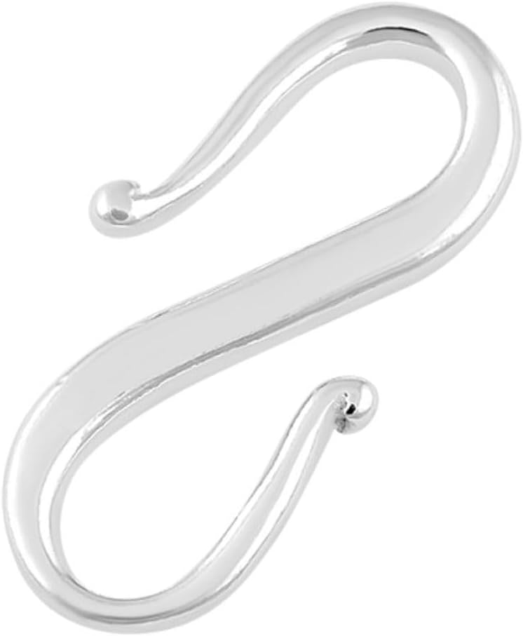 10pcs Adabele Authentic 925 Sterling Silver S Hooks Clasp 15mm (0.59 Inch) Connector Hypoallergenic Nickel Free for DIY Jewelry Making SS316