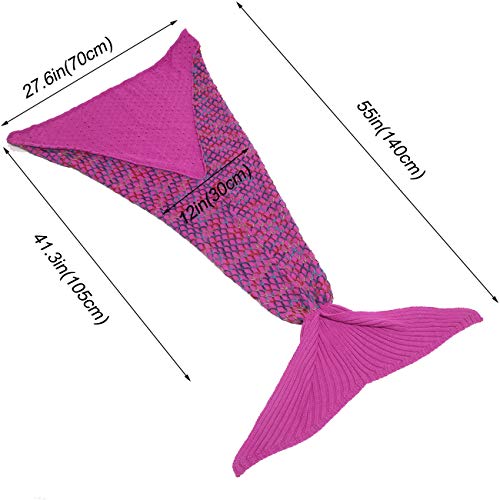 image for AmyHomie Mermaid Tail Blanket, Soft Crochet Sleeping Bag Blanket for K