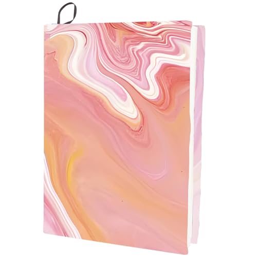 CRASPIRE Pink Stretchable Book Cover Marble Pattern Washable Reusable Large Nylon Book Protector Elastic Notebook Wraps Suitable for Most Hardcover Books Classroom Students