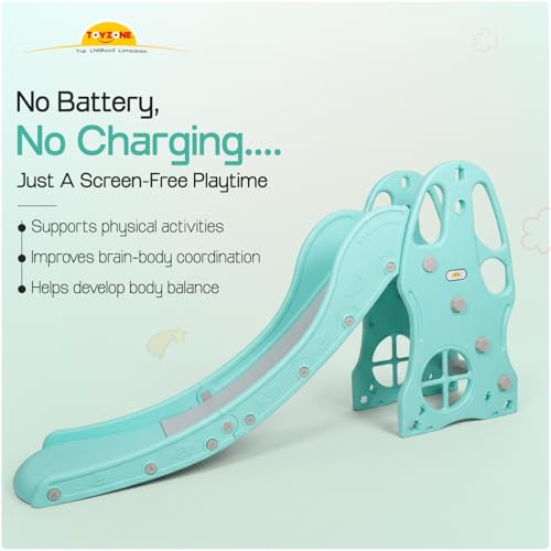 Image of Toyzone Space Window Slide for Kids | Baby Play Slide | Indoor & Outdoor Kids Slider | Easy Assembly | Safe Rounded Design | BIS Certified | Made in India | Kids Slide for 2-10 Years, Upto 70 kgs
