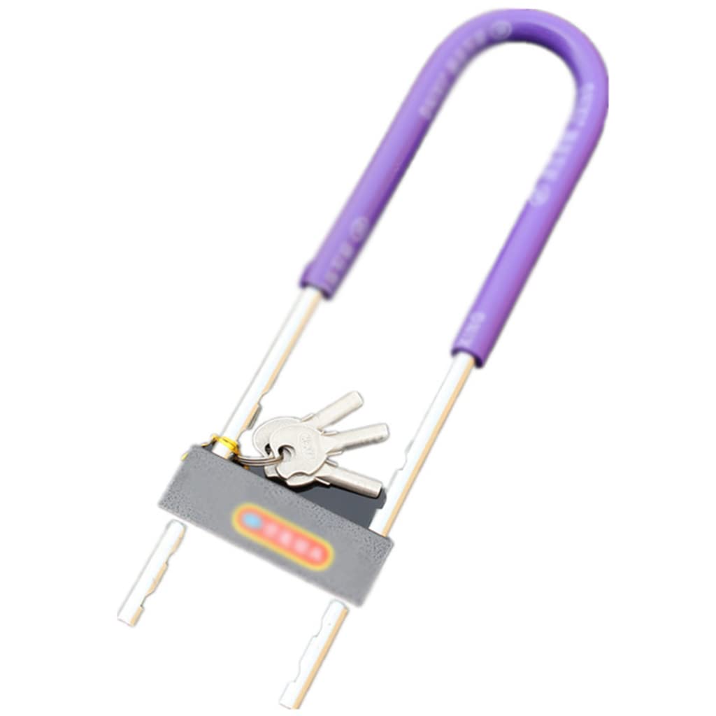 Lucchetto a U per Bicicletta, Resistente, Ultra Sicuro, con Chiavi, per Bici elettriche da Città o da Montagna e Scooter Lucchetti a U per Biciclette (Viola)