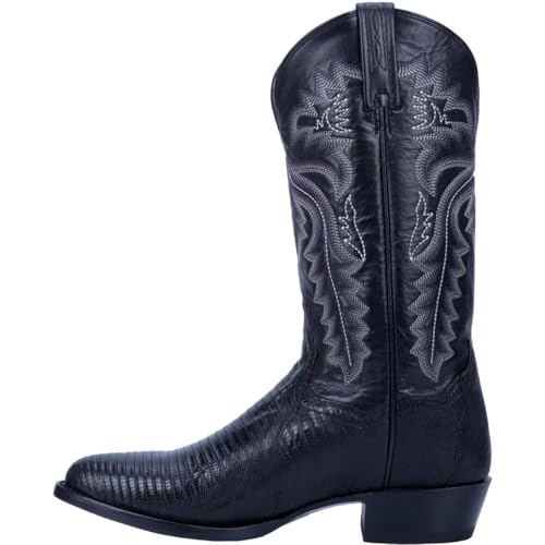 Image of Dan Post Mens Winston Lizard Embroidered Pull On Round Toe Dress Boots Mid Calf - Black