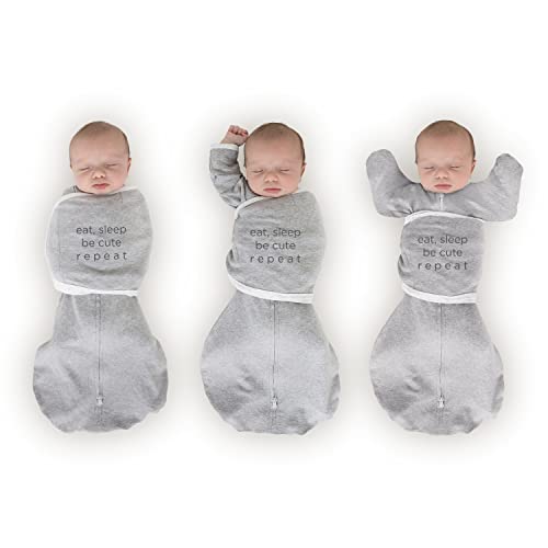 Image of SwaddleDesigns 6-Way Omni Swaddle Sack, Arms Up Swaddle for Newborn, More Options to Calm Startle Reflex, Improves Sleep, Small, 0-3 Month, 6-14 lbs, Gray, Eat SleepRepeat