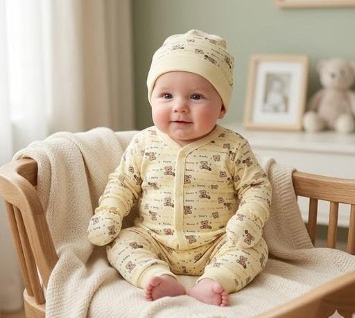Baby Unisex Cotton Full Sleeve Top And Bottom Set With Cap & Mittens| Comfortable, Breathable, Lightweight, Skin Friendly|SL_29-image-42