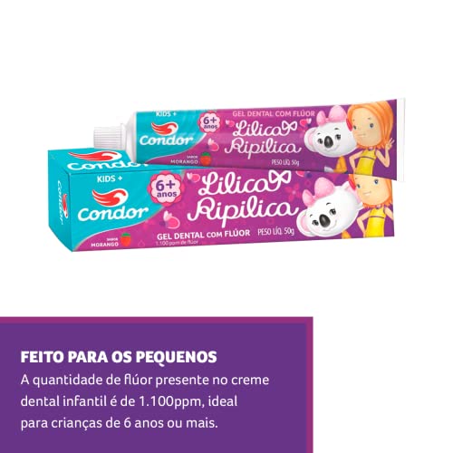 Condor Gel Dental Infantil Com Flúor Lilica Ripilica Sabor Morango 50G