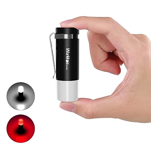 Wurkkos WK04 Mini EDC Flashlight Double Head Design, Fast USB C Rechargeable Pocket Flashlight, White&Red Light Source, Max 260 Lumen Small Lantern for Reading Camping Warning