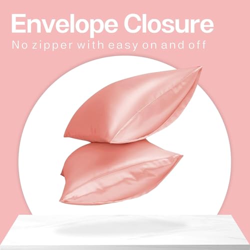 Image of elanorhomes 300TC Premium Satin King Size Bedsheet 90 * 108 inches with 2 Pillow Covers | Ideal for Summers & Winters | Valentine for Couples, Romantic Dates, Weddings (Buckingham Blush)