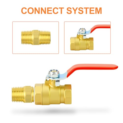 Image of GASHER 3PCS 1 /2 Inch Brass Mini Ball Valve, Shut Off Valve, 1 /2 Inch FNPT Thread Pipe Fitting