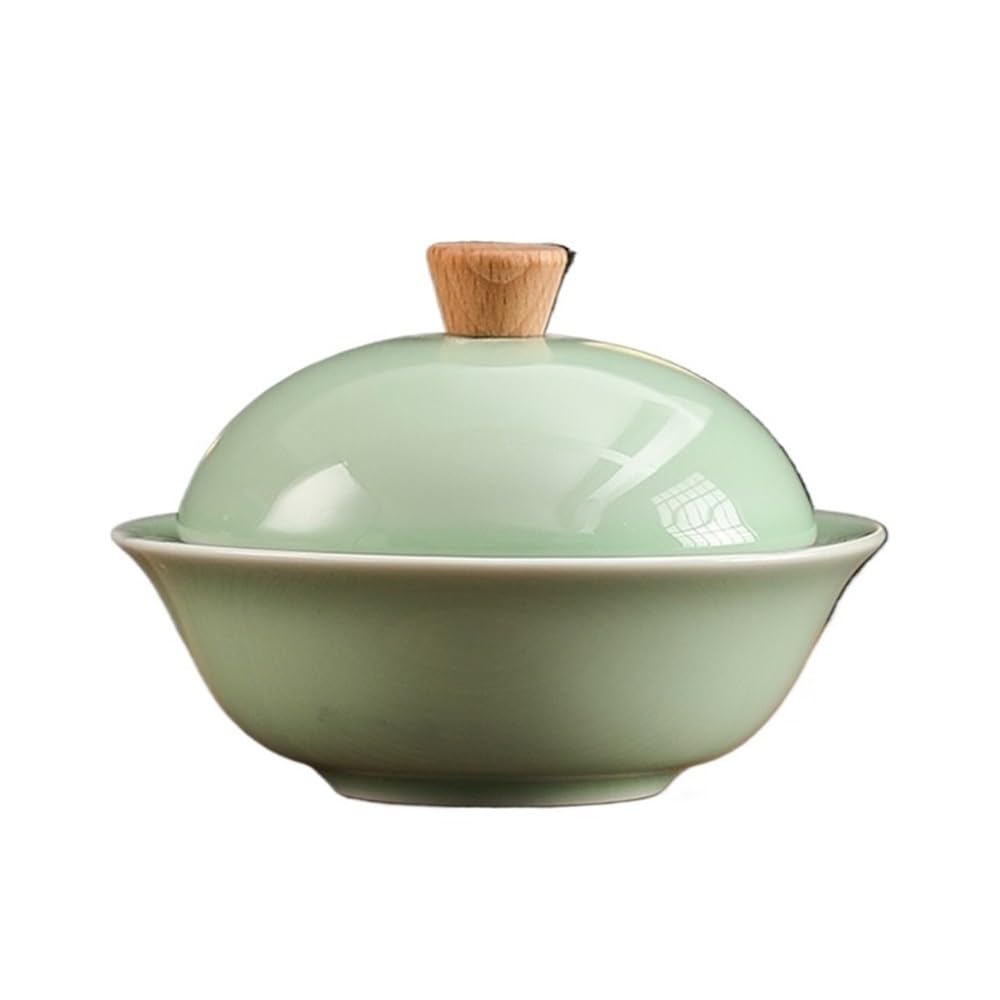 Desk Decor Ashtray Round with Lid Ceramic Material for Living Room Office Desktop Solid Color Office(Green)