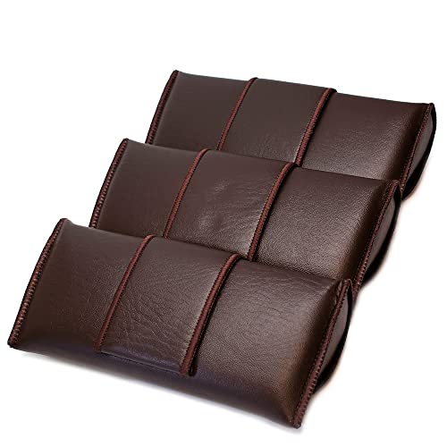Image of Calabria Double Snap Belt Loop Eyeglass Case PU Leather Brown 3Pack Old School Eye Glasses Pouch Semi-Hard Sunglass Holder