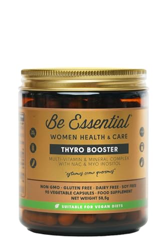 Be Essential – Thyro Booster - Myo Inositol, L-Tirosina, Yodo, Zinc, Selenio, NAC y Vitaminas – Regulación Hormonal Natural, Energía, Metabolismo y Apoyo para la Tiroides – 90 Cápsulas Veganas