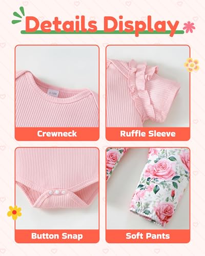 veikimous 12-18 Month Girl Clothes Baby Girl Fall Winter Pink Outfits Infant Pants Set Clothing with Headband
