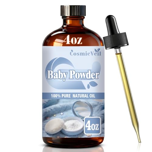 Baby Powder Fragrance Oil Essential Oil for Aroma Diffuser Humidifier Home Fragrance Cleaning Body Care Massage Yoga DIY Candle DIY Soap CosmicVeilBaby Powder4 Fl Oz (Pack of 1)